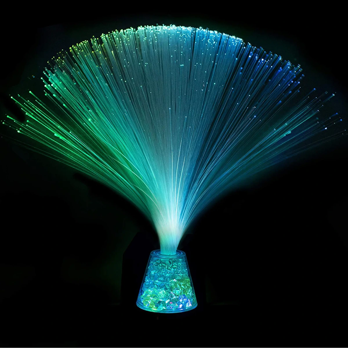 Fiberoptisk lampe med skiftende farver
