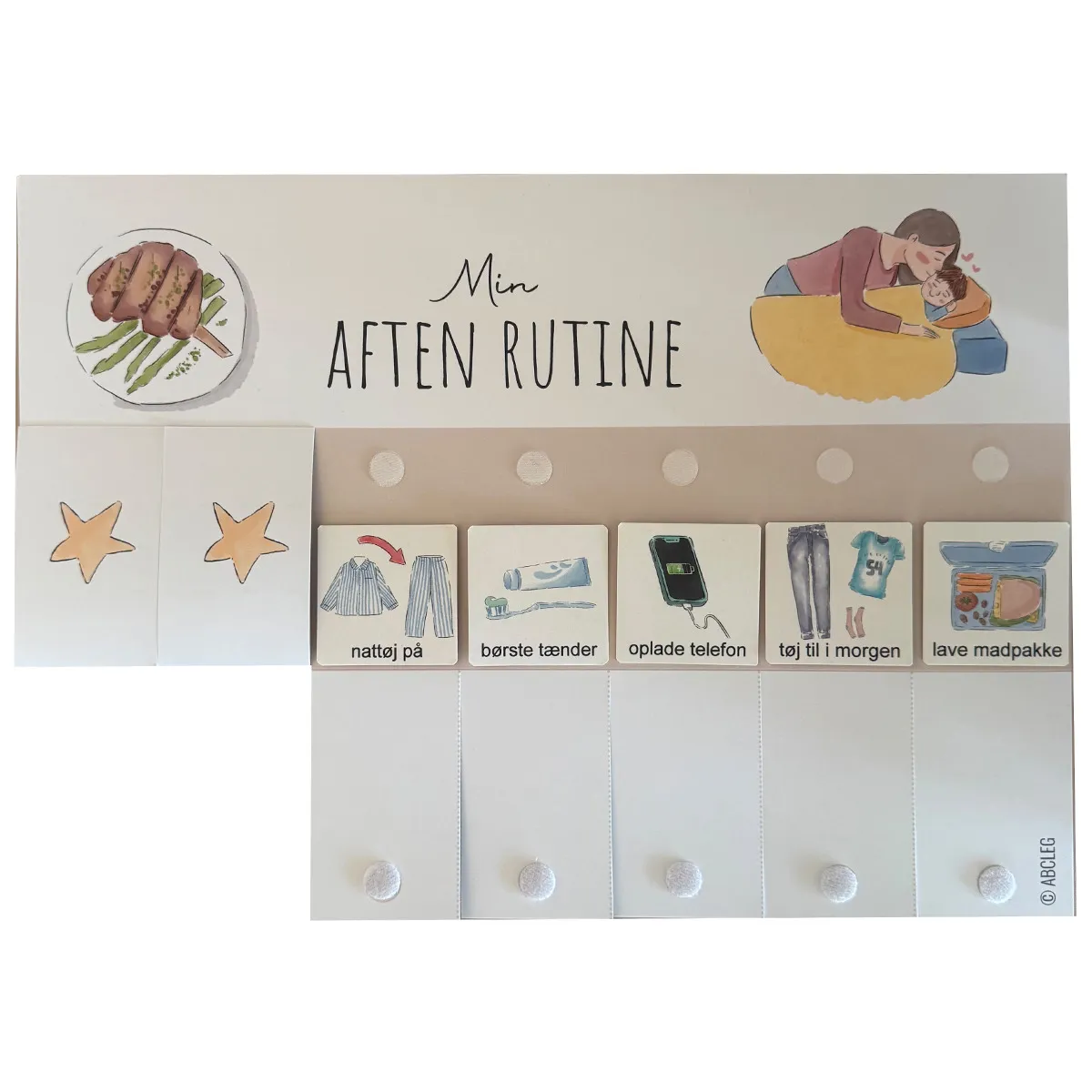 Fleksibel Tjekliste Aftenrutine til piktogrammer – KUN tjeklisten