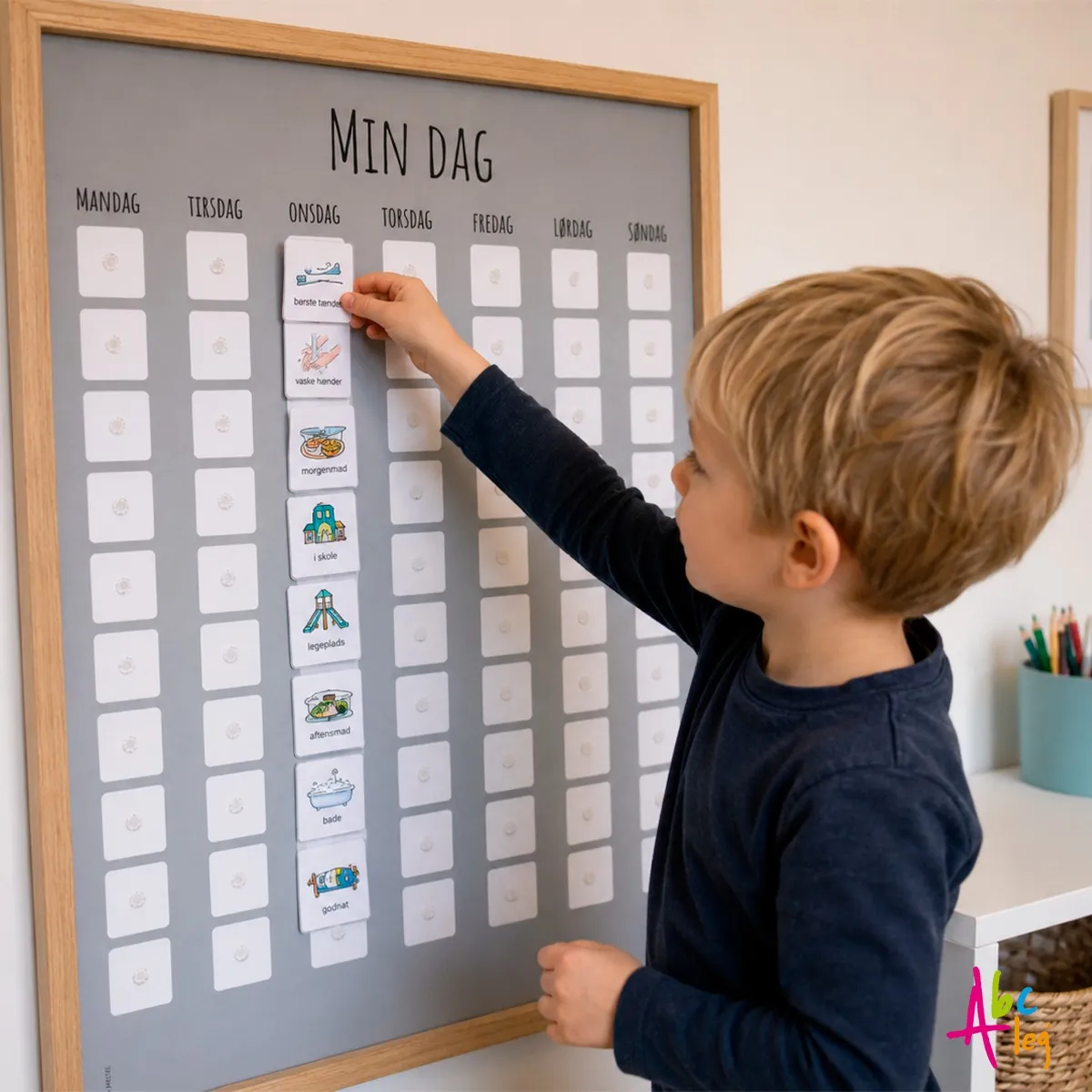 Piktogrammer - Ugetavle Grå - Incl tavle og piktogrammer