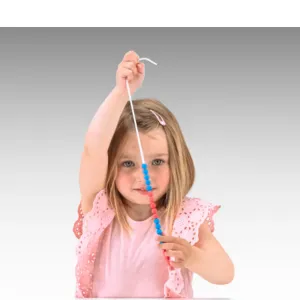 Aritmetisk snor med 20 kugler - 45 cm blå/rød
