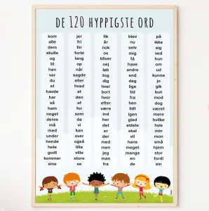Abcleg Plakat - Plakat med de 120 hyppigste ord 99-120ordplakat