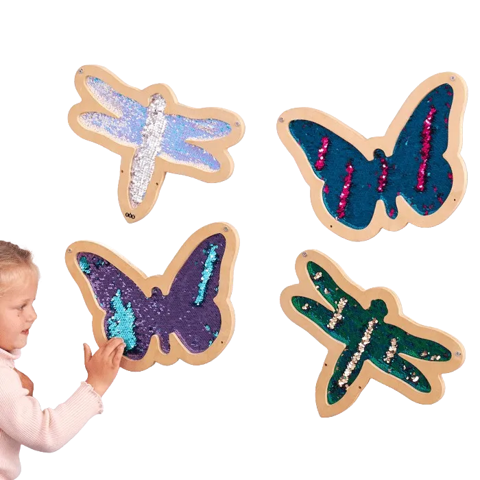 Vægpanel m. pailletter - Insekter, 4 stk EY11364