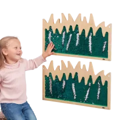 Vægpanel m. pailletter - Græs, 2 stk 708-EY11363