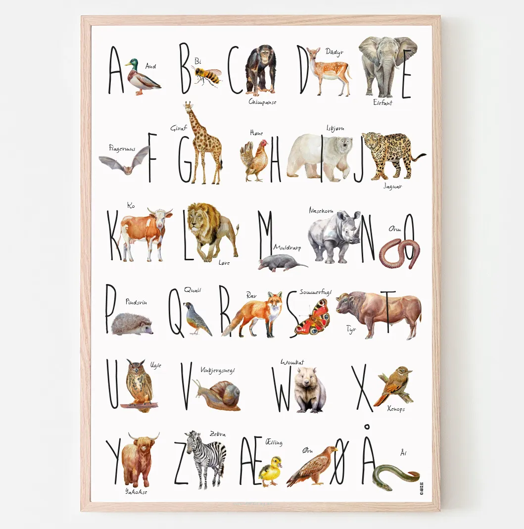 Abcleg Plakat - ABC med dyr ABC med dyr