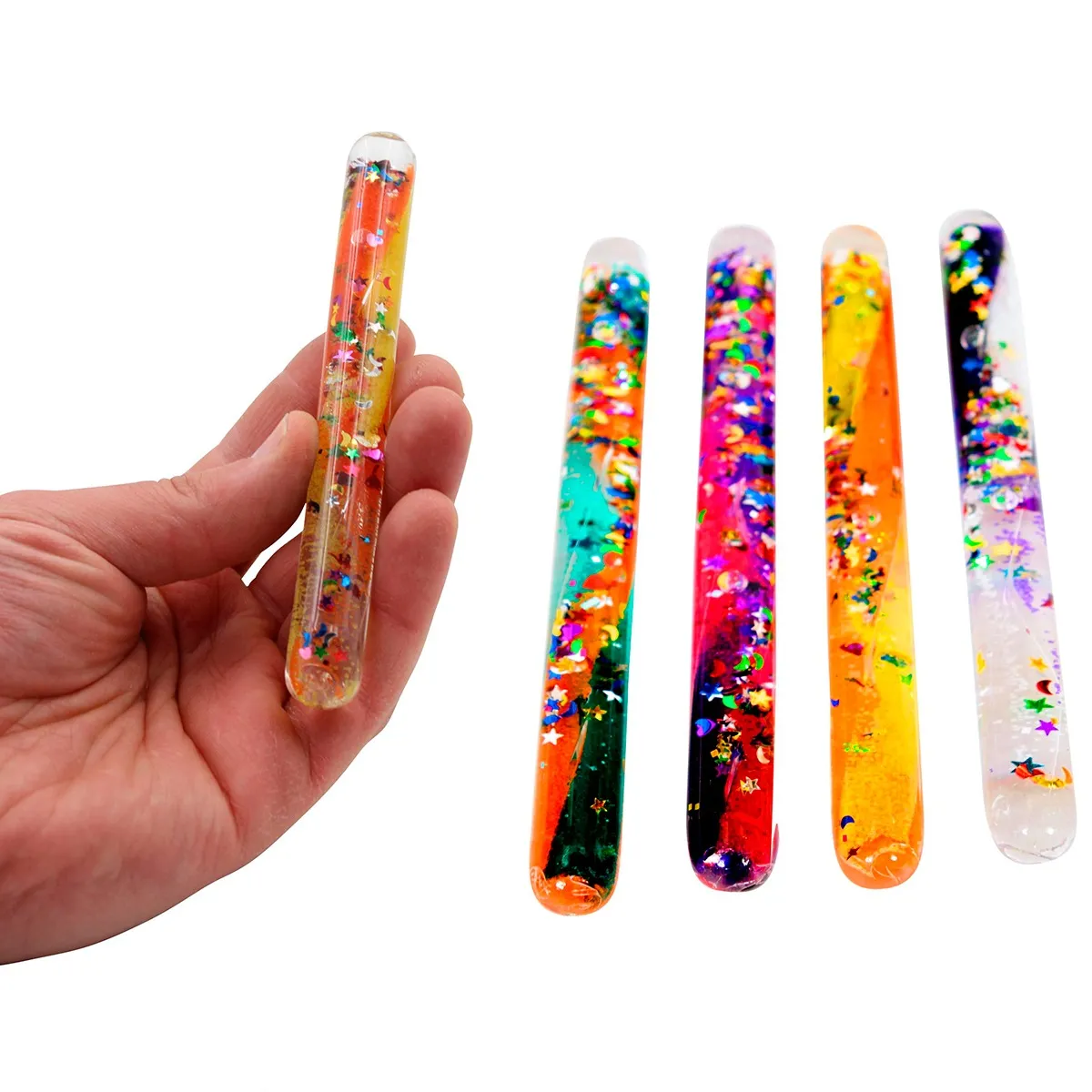 Glitter rør 4 stk assorteret - L 12 cm. X-004827