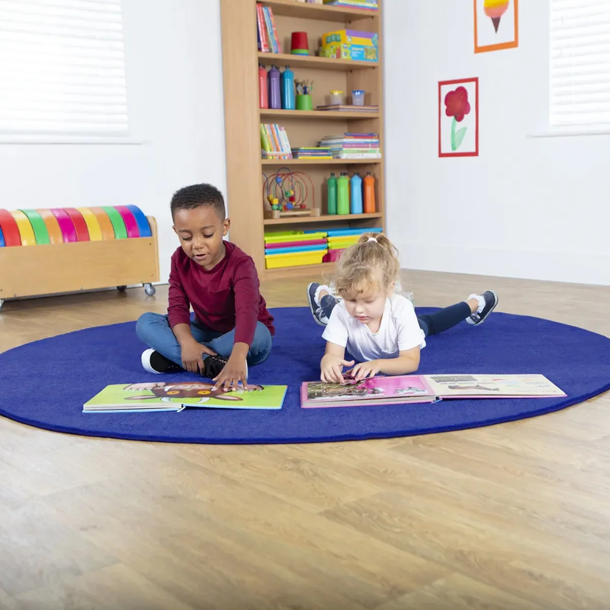 Legetæppe Blå Oval - Ø 200 cm 60-MAT1191