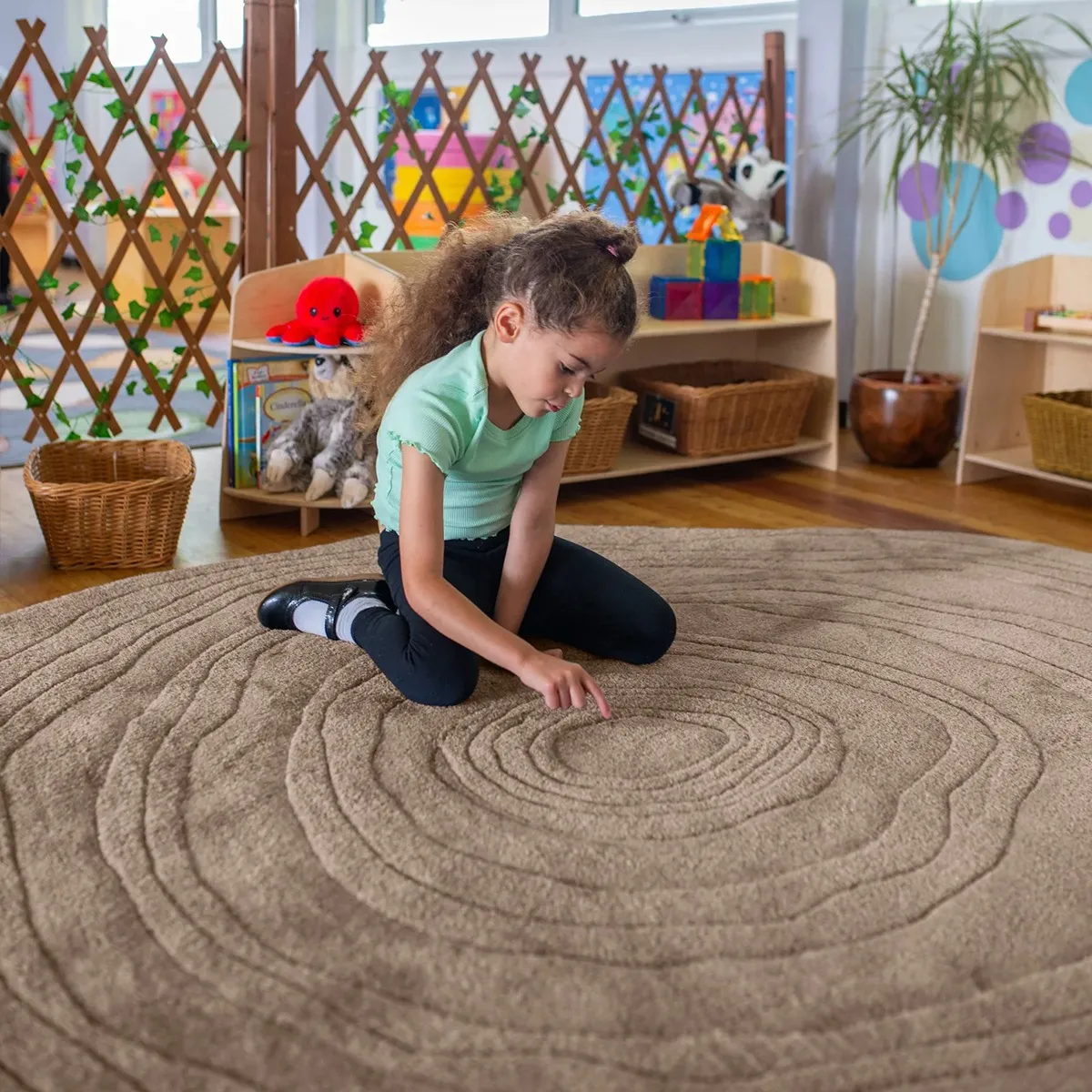 Legetæppe Taupe Ovalt - Ø 200 cm. 60-MAT1329