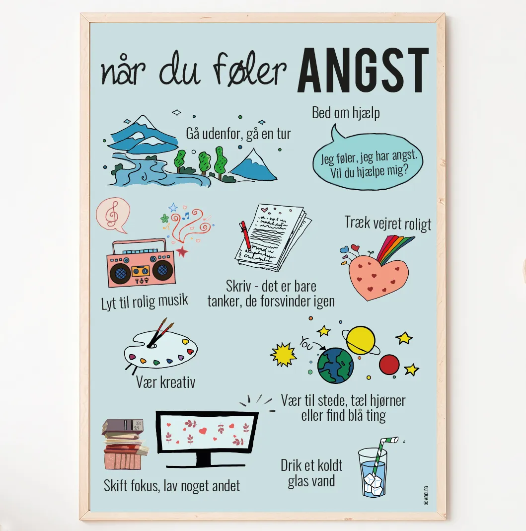 Abcleg Plakat - Angst-plakat - Når du føler angst A3 (29.7 × 42) 99-500369