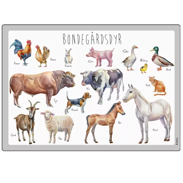 ABCLeg Dækkeserviet — Bondegårdsdyr