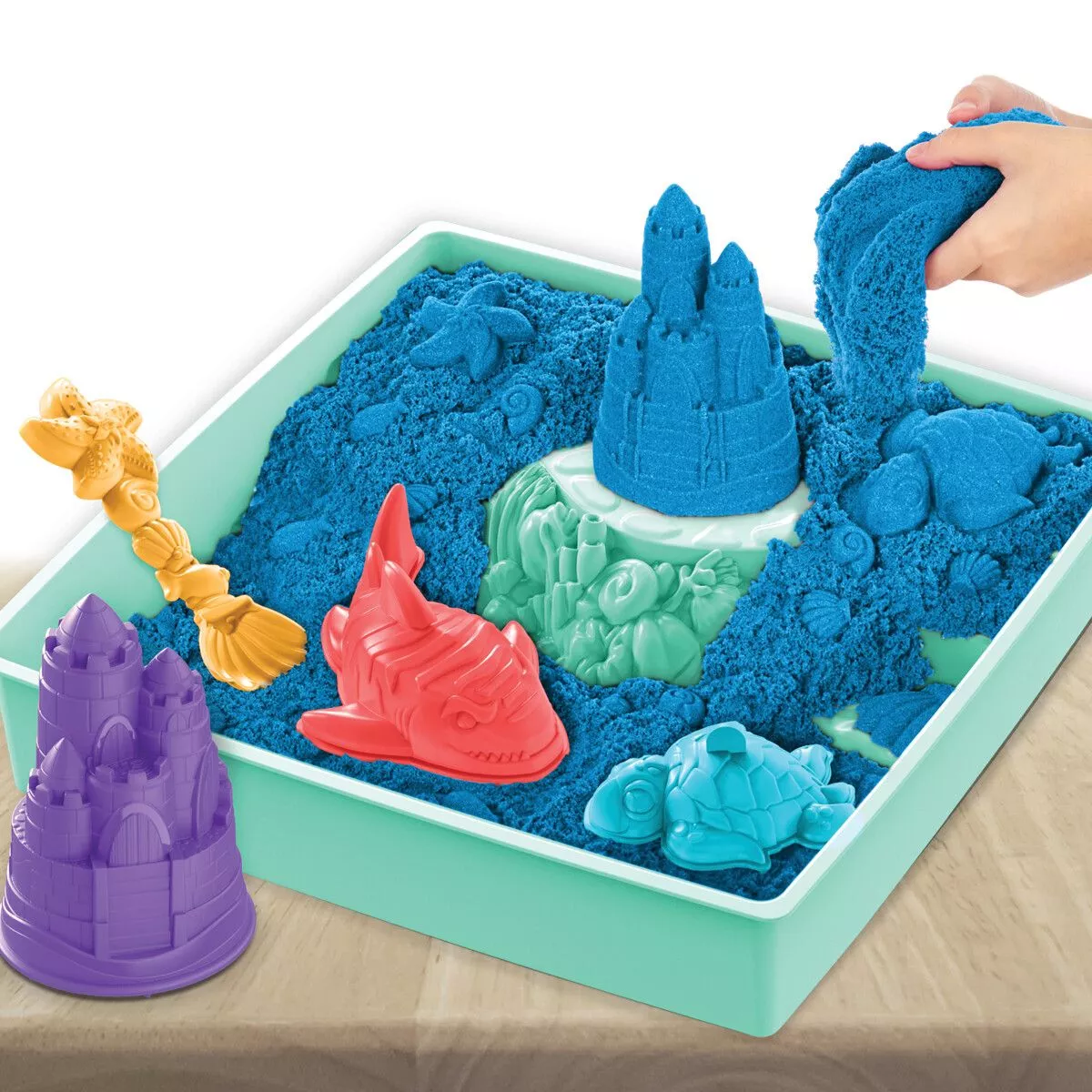 Kinetic Sand Strandsand - Blå Sandboks sæt 6067478