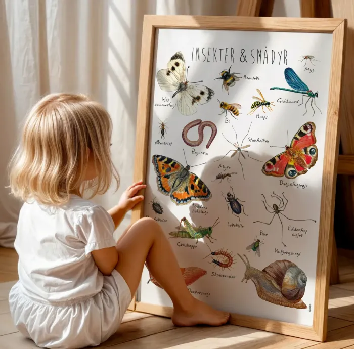 Plakat med insekter og smådyr i haven