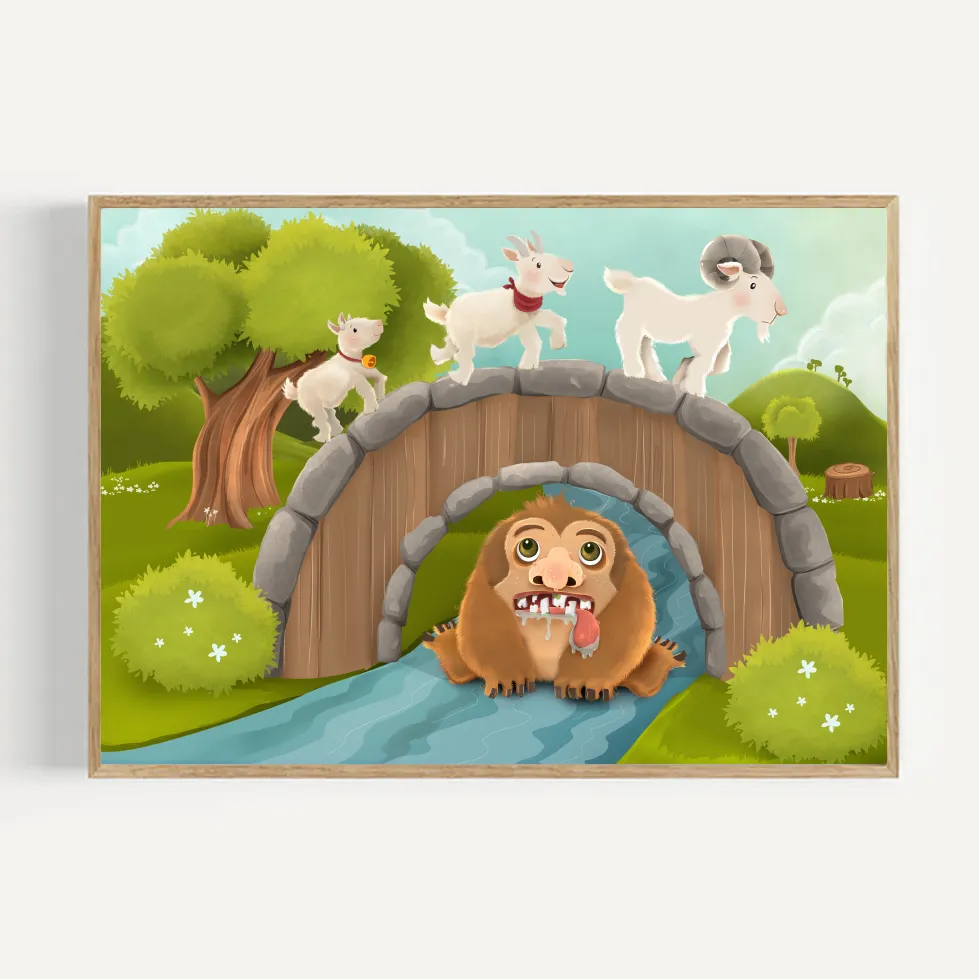 Abcleg Plakat De tre bukke bruse 30 x 40 cm